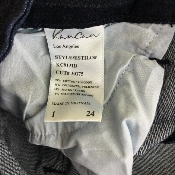 Kancan Womens Fringe Hem Ankle Zip Skinny Dark Wash Denim Jeans Blue Size 24 - Picture 10 of 11